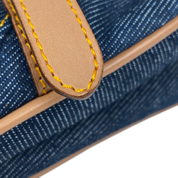 Christian Dior Saddle Bag Handbag Shoulder Denim Blue Beige - Picture 6 of 12